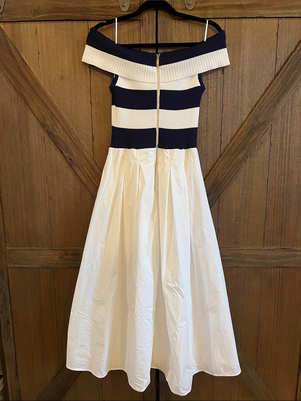 Cache Navy and White Off-Shoulder Maxi Dress - Picture 2 of 3